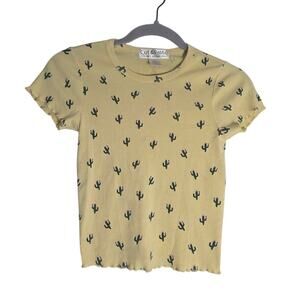 Cut & Paste Yellow Cactus Baby Tee Women's XS Y2K Crop Soft Girl Desert Cute Y2K